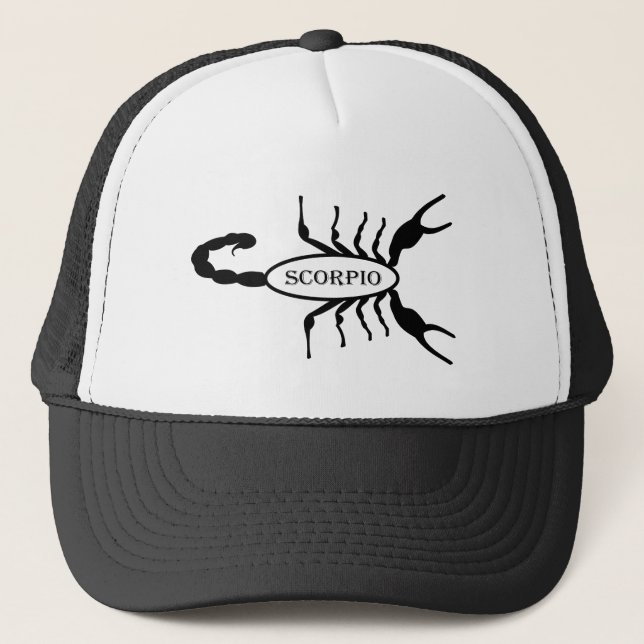Scorpio Black Scorpion Star Sign Trucker Hat (Front)