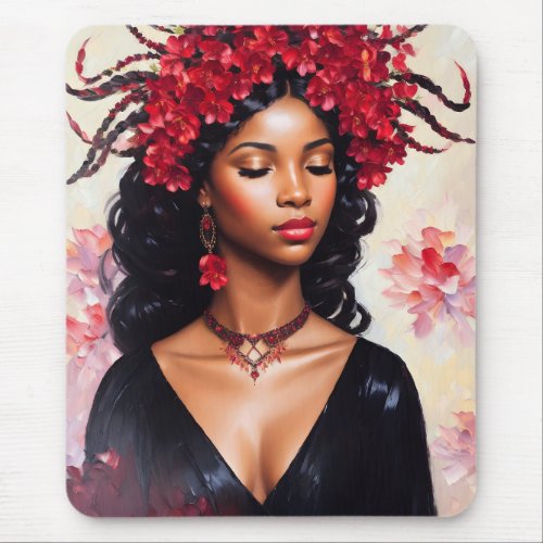 Scorpio Black Woman Red Black Zodiac Art Mouse Pad