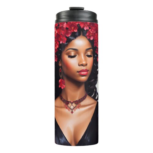 Scorpio Black Woman Red Black Zodiac Art Thermal Tumbler