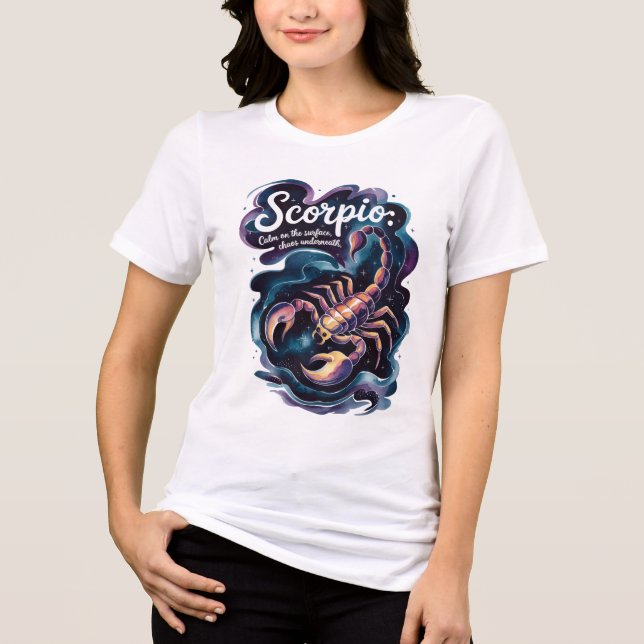 Scorpio: Calm on the Surface, Chaos Underneath Fun Tri-Blend Shirt (Front)