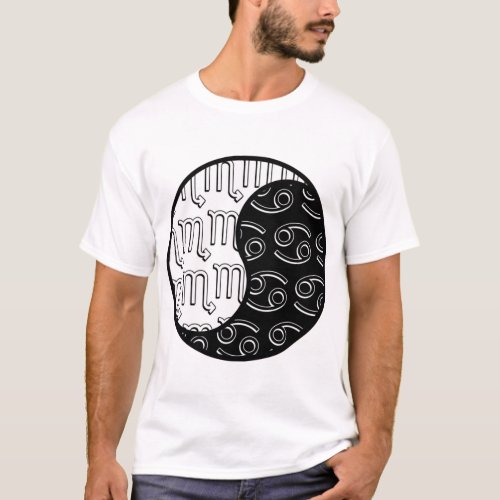 Scorpio Cancer yin yang zodiac couple T_Shirt