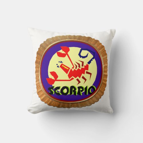 Scorpio Cartoon Zodiac Astrology design Throw Pillow
