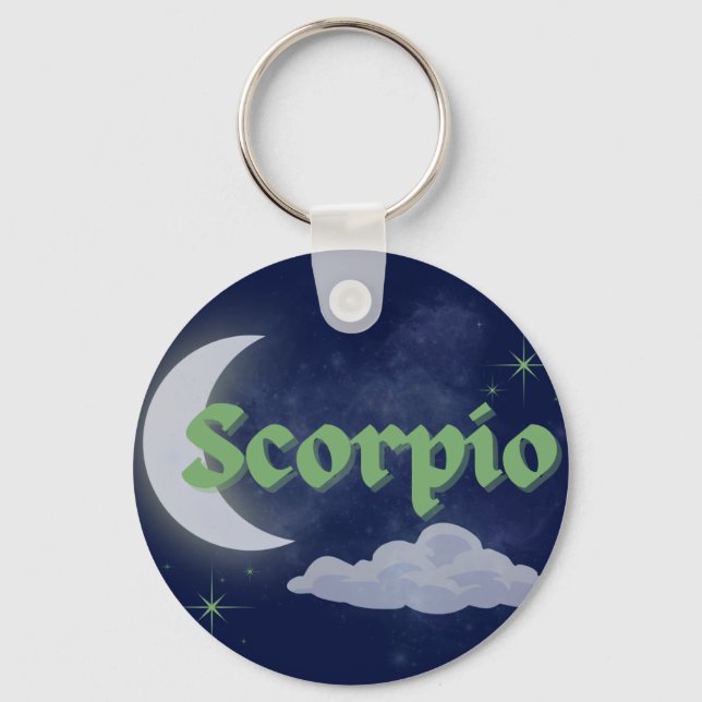 Scorpio Celestial Aesthetic Dreamy Moon Cloud Star Keychain (Front)