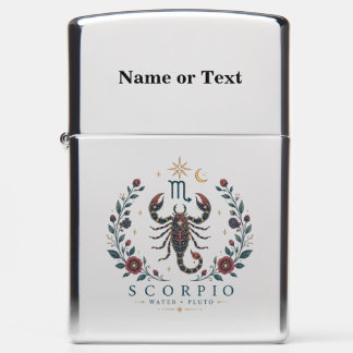 Scorpio Celestial Scorpion Floral Zodiac Zippo Lighter