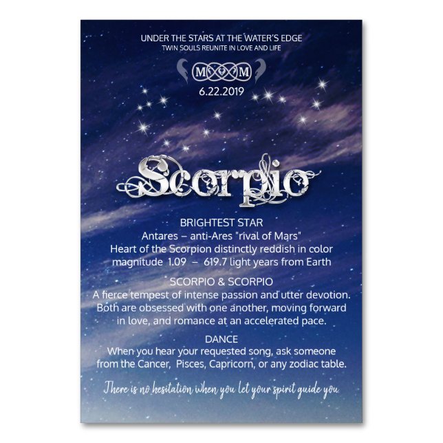 Scorpio Centerpiece Table Card (Front)