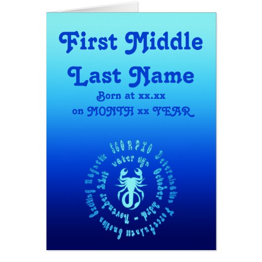 Scorpio Characteristics Personalise New Born Baby (Front)