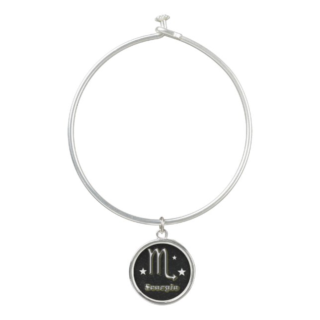 Scorpio chrome symbol bangle bracelet (Front)