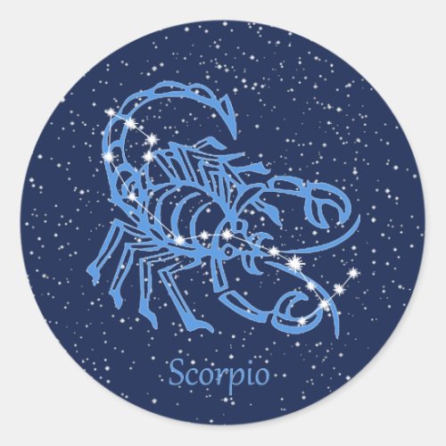Scorpio Constellation and Zodiac Sign with Stars Classic Round Sticker
