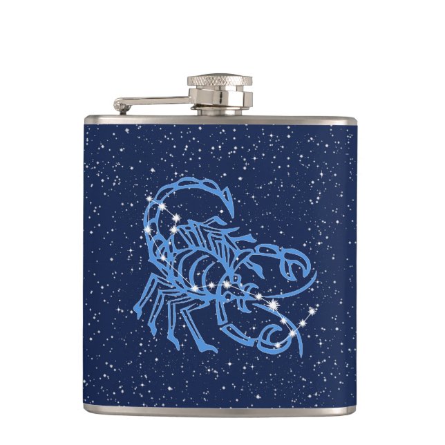 Scorpio Constellation and Zodiac Sign with Stars Flask (Front)