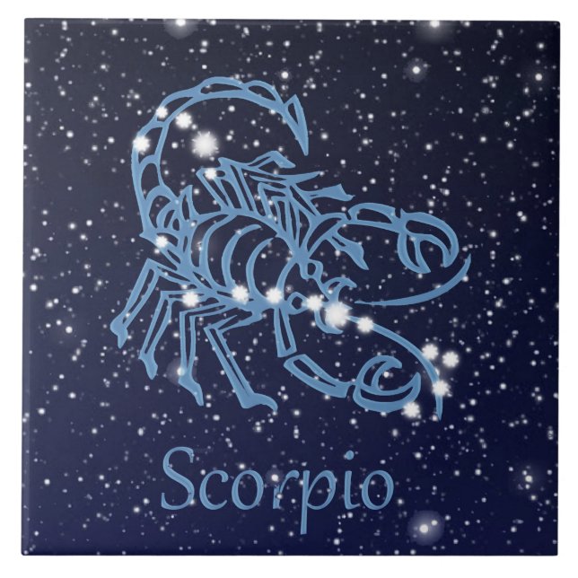 Scorpio Constellation and Zodiac Sign with Stars Tile (Front)