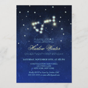 Scorpio Constellation Birthday Party Invitation