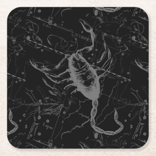 Scorpio Constellation Hevelius 1690 Engraving Square Paper Coaster