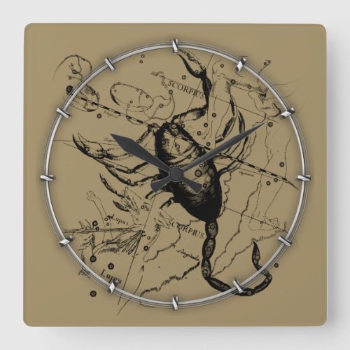 Scorpio Constellation Hevelius 1690 Engraving Square Wall Clock