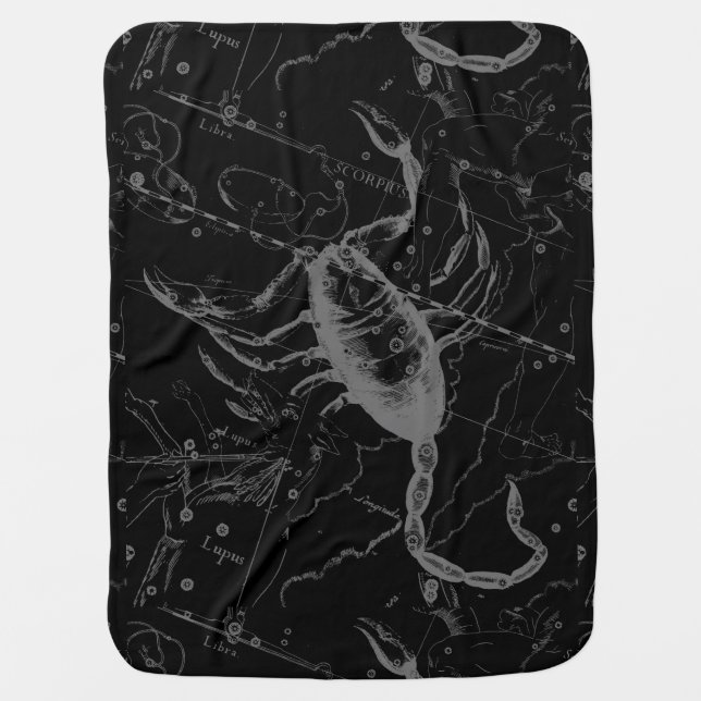 Scorpio Constellation Hevelius 1690 Engraving Swaddle Blanket (Front)