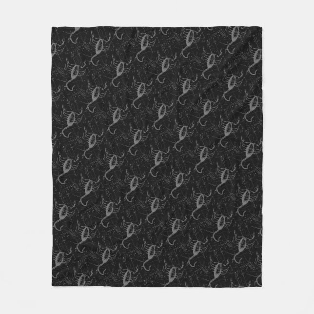 Scorpio Constellation Hevelius 1690 on Black Fleece Blanket (Front)