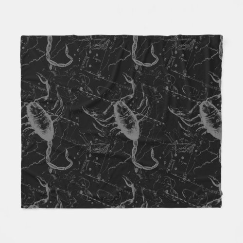 Scorpio Constellation Hevelius 1690 on Black Fleece Blanket