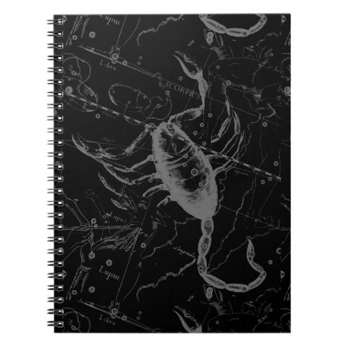 Scorpio Constellation Hevelius 1690 on Black Notebook