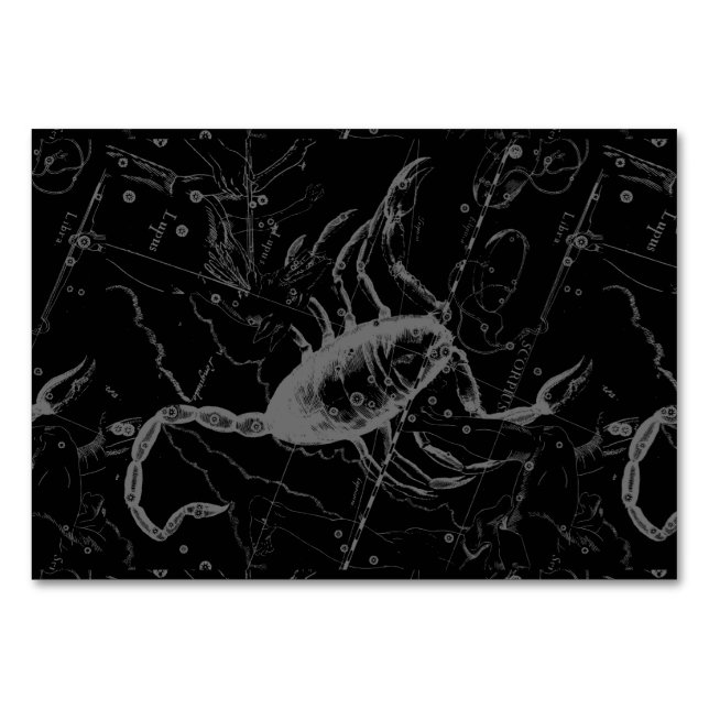 Scorpio Constellation Hevelius 1690 on Black Table Number (Front)