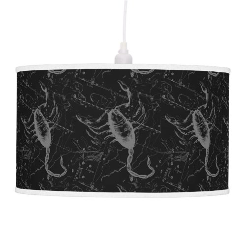 Scorpio Constellation Hevelius 1690 Vintage Black Ceiling Lamp