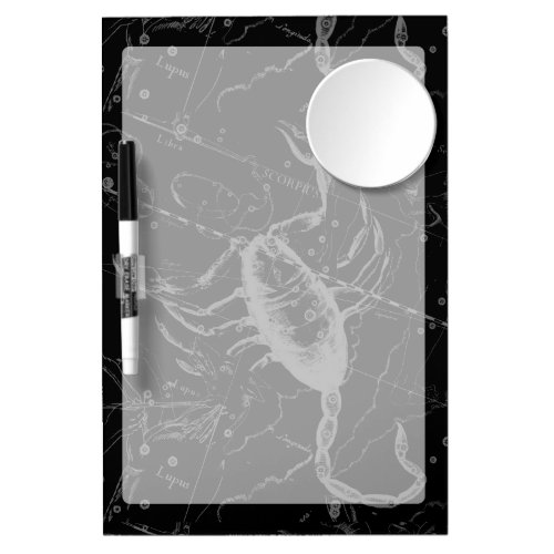 Scorpio Constellation Hevelius 1690 Vintage Black Dry Erase Board With Mirror