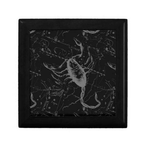Scorpio Constellation Hevelius 1690 Vintage Black Keepsake Box