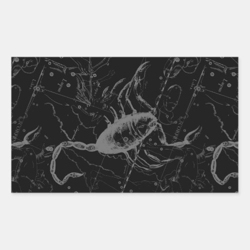 Scorpio Constellation Hevelius 1690 Vintage Black Rectangular Sticker