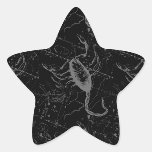 Scorpio Constellation Hevelius 1690 Vintage Black Star Sticker