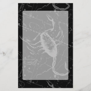 Scorpio Constellation Hevelius 1690 Vintage Black Stationery