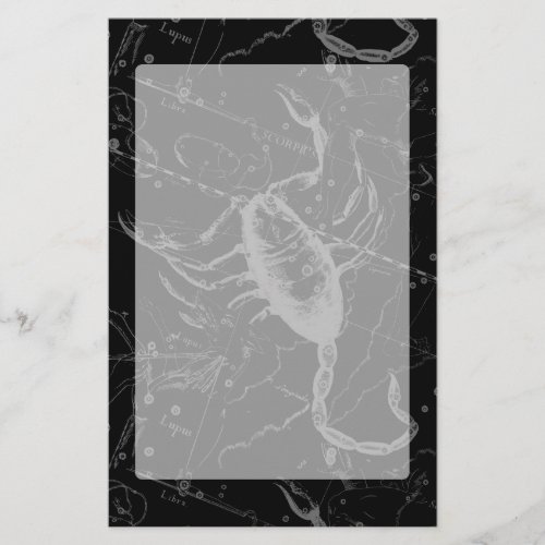 Scorpio Constellation Hevelius 1690 Vintage Black Stationery
