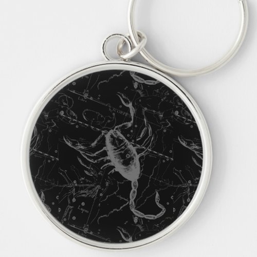 Scorpio Constellation Hevelius circa 1690 on Black Keychain