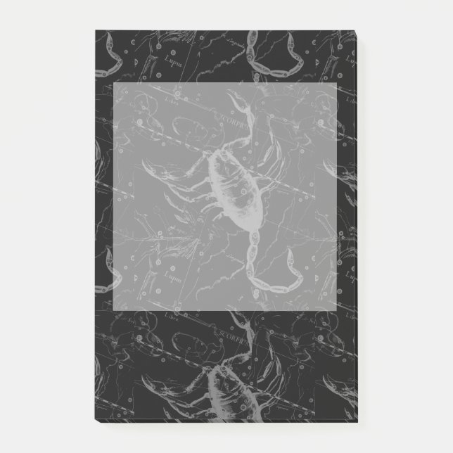 Scorpio Constellation Hevelius circa 1690 on Black Post-it Notes (Front)