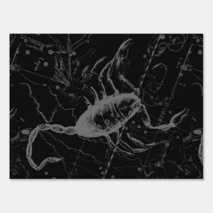 Scorpio Constellation Hevelius circa 1690 on Black Yard Sign