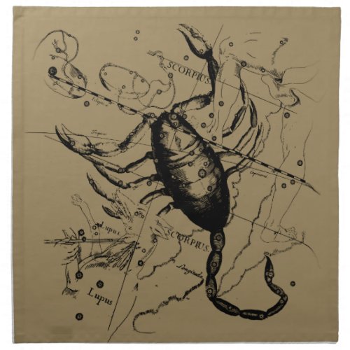 Scorpio Constellation Hevelius circa 1690 Vintage Napkin