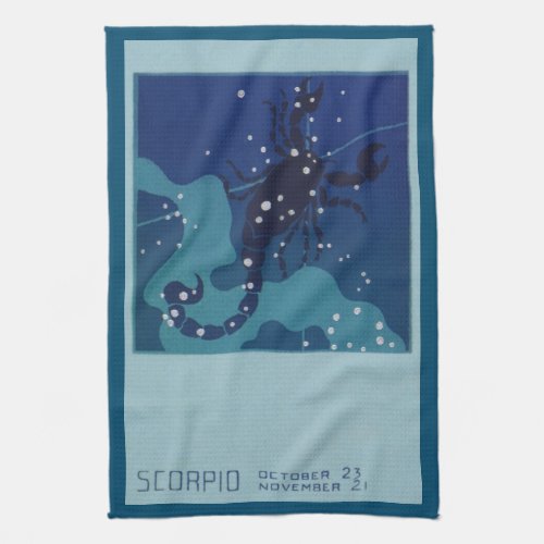 Scorpio Constellation Vintage Zodiac Astrology Kitchen Towel