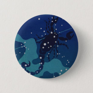 Scorpio Constellation, Vintage Zodiac Astrology Pinback Button