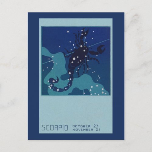 Scorpio Constellation Vintage Zodiac Astrology Postcard