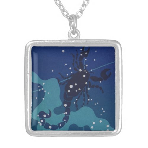 Scorpio Constellation Vintage Zodiac Astrology Silver Plated Necklace