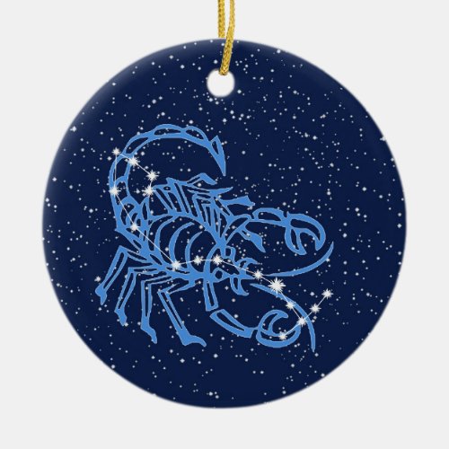 Scorpio Constellation  Zodiac Sign with Stars Ceramic Ornament