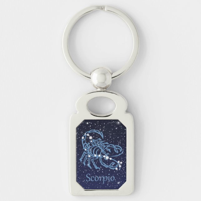 Scorpio Constellation & Zodiac Sign with Stars Keychain (Front)