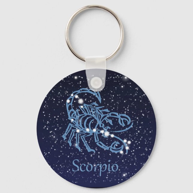 Scorpio Constellation & Zodiac Sign with Stars Keychain (Front)