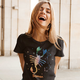 Scorpio Constellation Zodiac Watercolor Galaxy T-Shirt