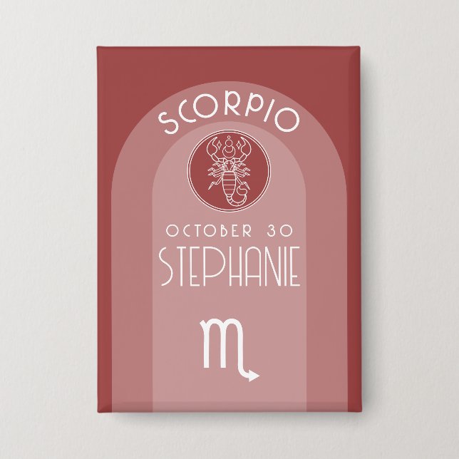 Scorpio Custom Birthday - Zodiac - Modern Design Button (Front)