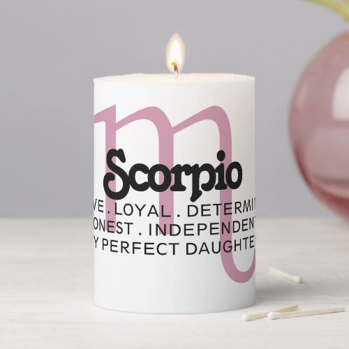 Scorpio Custom Traits and Message Zodiac Pillar Candle