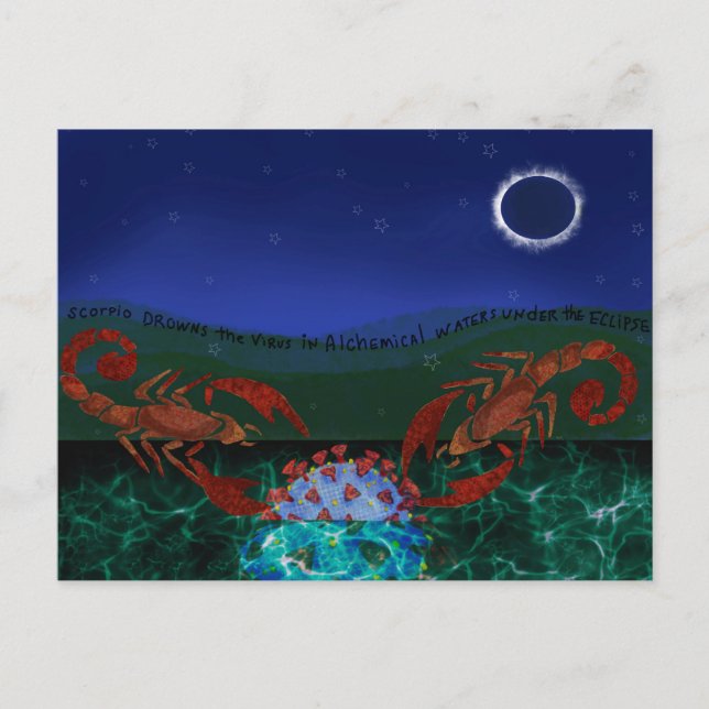 Scorpio defeats the Virus Postcard (Front)