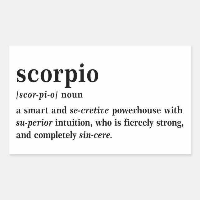 Scorpio Definition Aesthetic Astrology Gift Rectangular Sticker (Front)