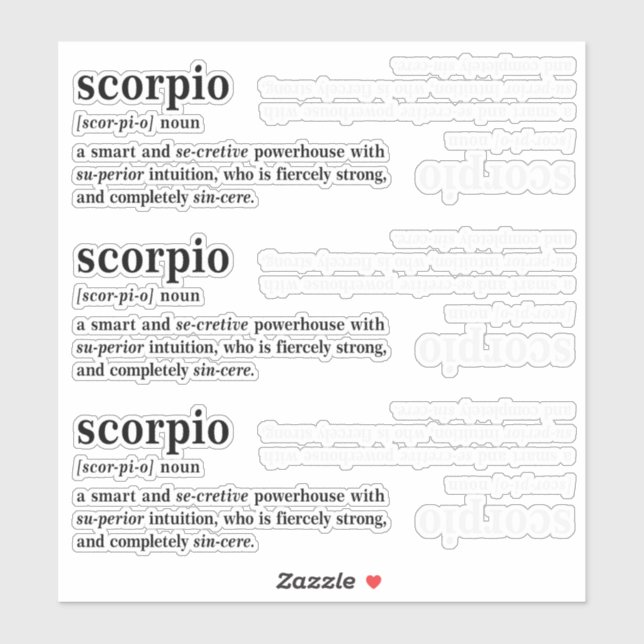 Scorpio Definition Aesthetic Astrology Gift Sticker (Sheet)