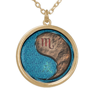 Scorpio & Earth Dog Gold Plated Necklace