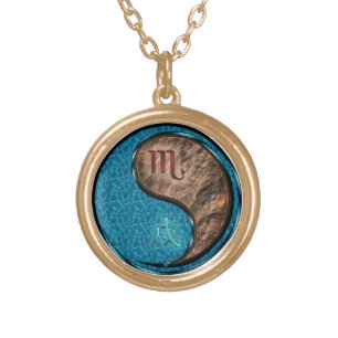 Scorpio & Earth Dog Gold Plated Necklace