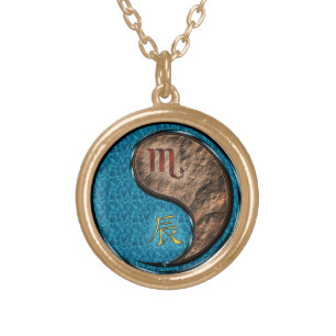 Scorpio & Earth Dragon Gold Plated Necklace