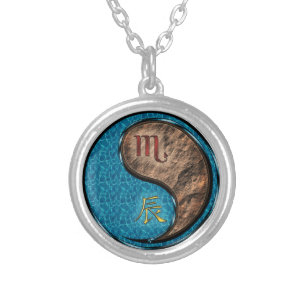 Scorpio & Earth Dragon Silver Plated Necklace